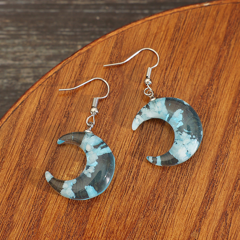 1 Pair Retro Moon Glass Drop Earrings