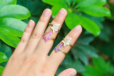 Wholesale Jewelry Drop Oil Five-pointed Star Copper Ring Gooddiy