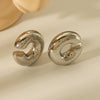 IG Style Women Hammered Geometric Stainless Steel Electroplating Clip On Earrings