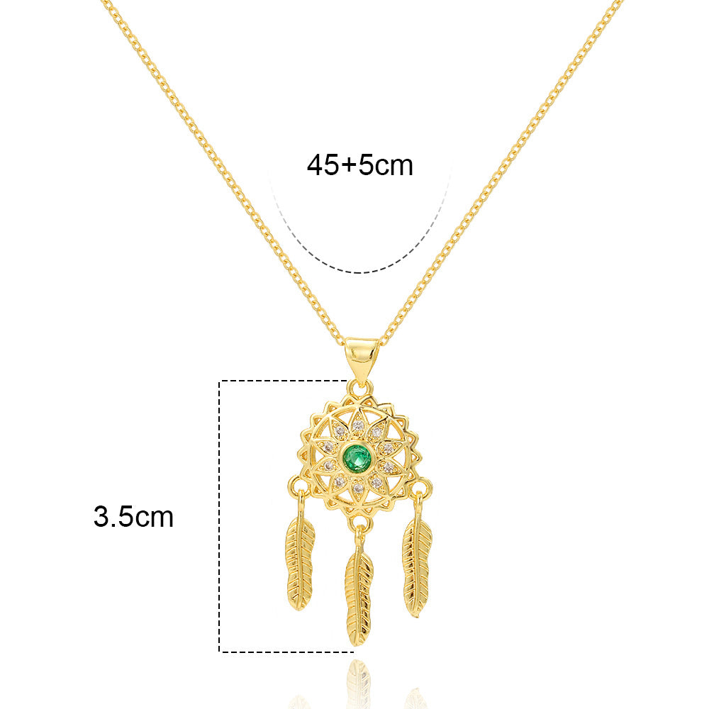 Casual Simple Style Cross Water Droplets Copper Plating Inlay Zircon Gold Plated Pendant Necklace