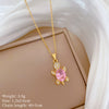 Minimalist Geometric Titanium Steel Diamond Inlay Necklaces