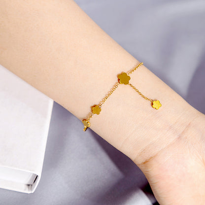 Simple Style Commute Flower Stainless Steel Plating Gold Plated Bracelets