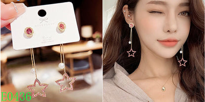 1 Pair Fashion Heart Shape Bow Knot Copper Inlay Zircon Drop Earrings