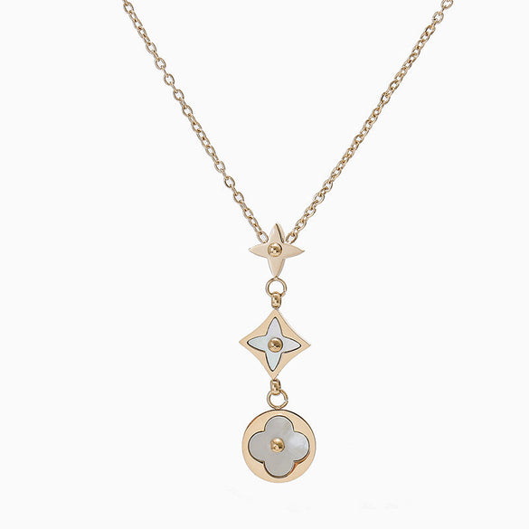 Natural Geometric Titanium Steel 18K Gold Plated Necklaces