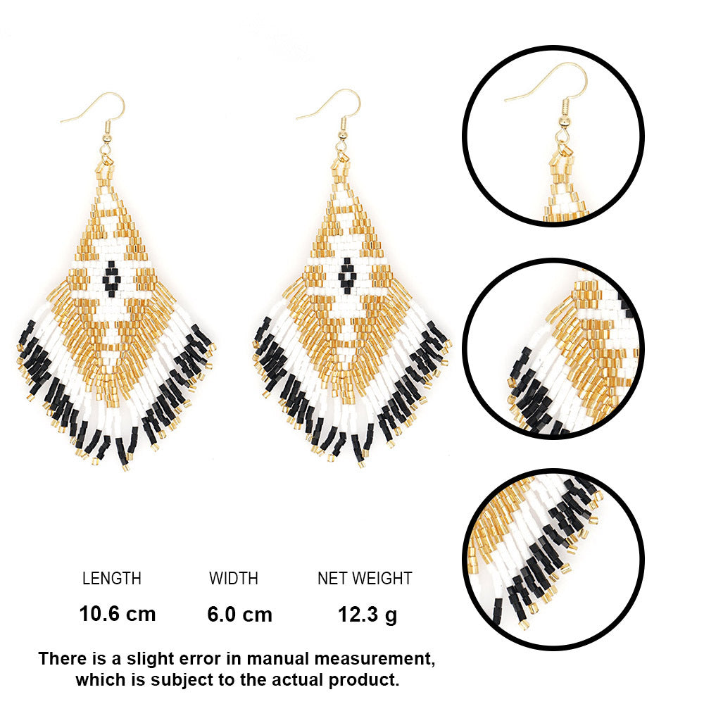 Ethnic Hand-woven Beads Geometric Tassel Earrings Wholesale Gooddiy