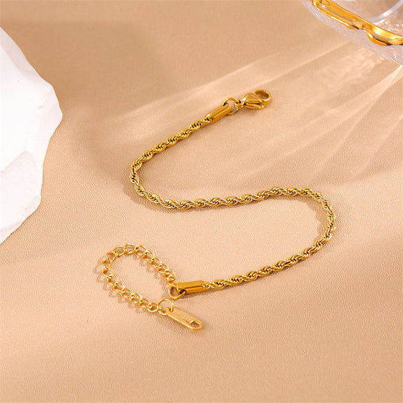 Women Minimalist Twisted Stainless Steel Electroplating Bracelets