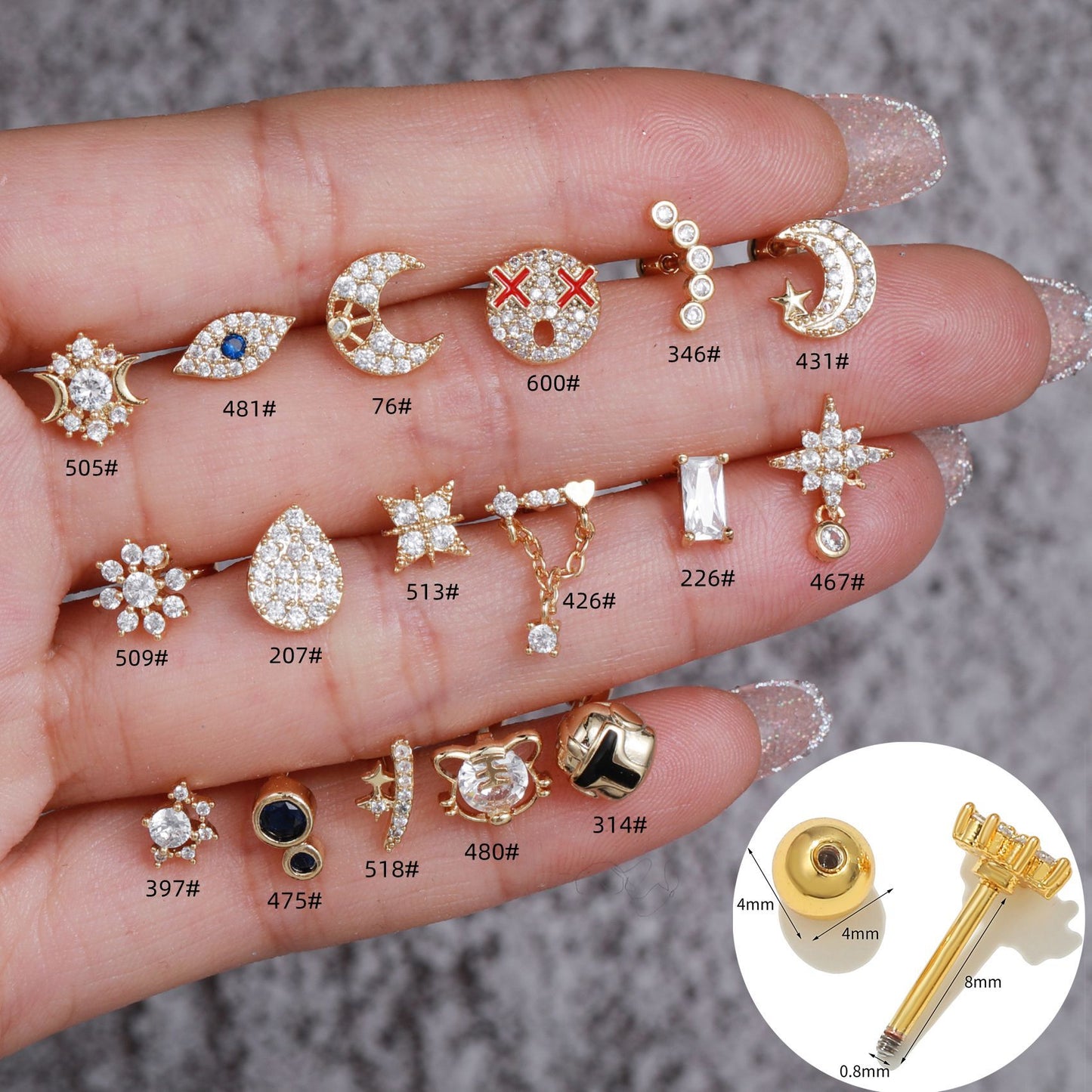 Fashion Moon Eye Copper Inlay Artificial Diamond Ear Studs 1 Piece