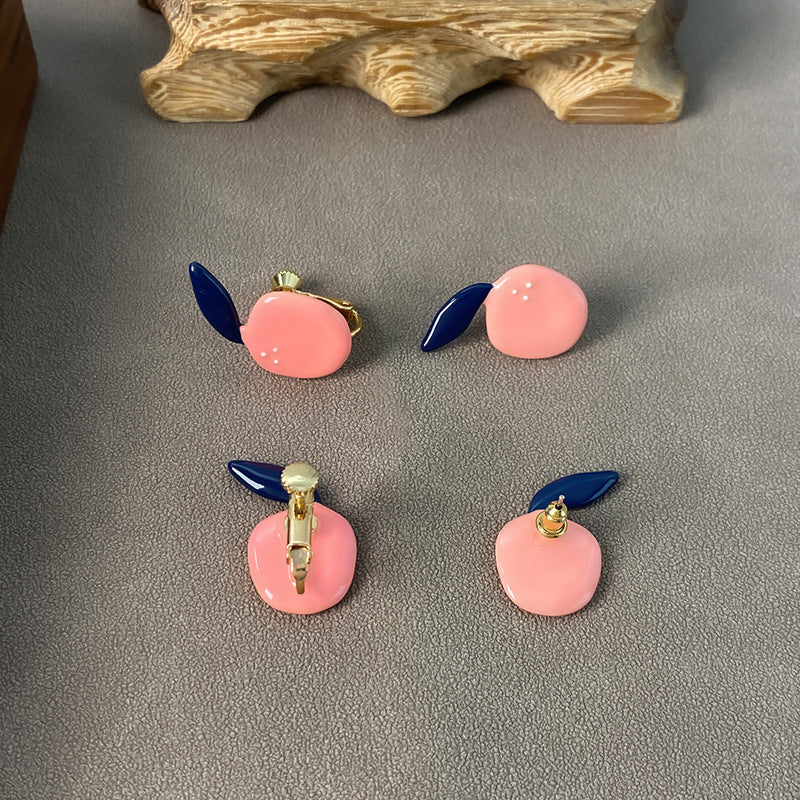 1 Pair Cute Flower Apple Enamel Copper 18K Gold Plated Earrings