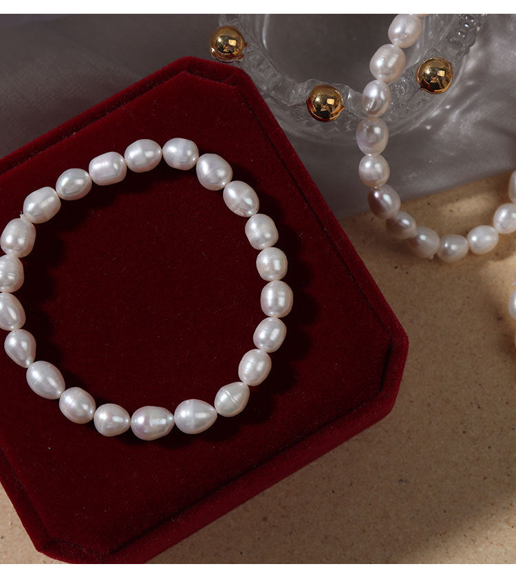 Simple Style Solid Color Pearl Beaded Bracelets 1 Piece