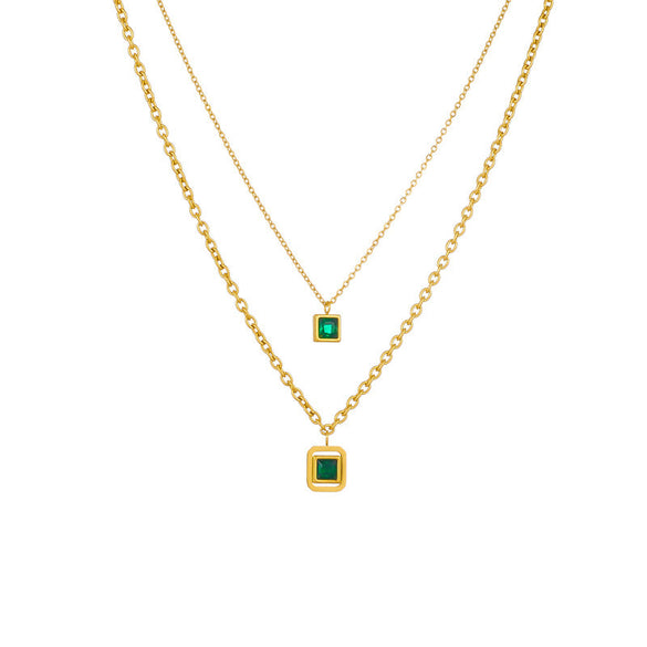 Fashion Square Titanium Steel Electroplating Necklaces