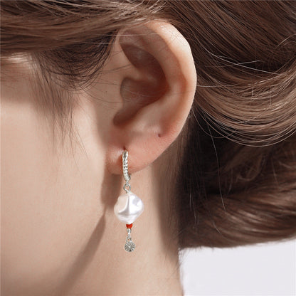 1 Pair Elegant Snowflake Plating Sterling Silver Drop Earrings