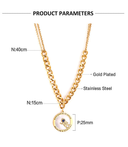 Fashion Universe Astronaut Stainless Steel Artificial Rhinestones Artificial Pearls Layered Necklaces