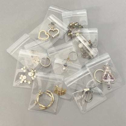 Spot INS sealed bag wholesale portable small jewelry earrings storage finishing transparent plastic PVC self-sealing bag