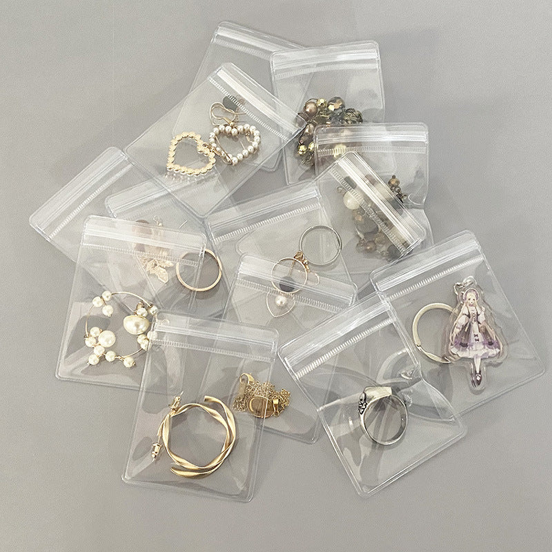 Spot zipper bag, transparent PVC ziplock bag thick, jewelry and jewelry sealed, plastic clip chain bag, earring storage.