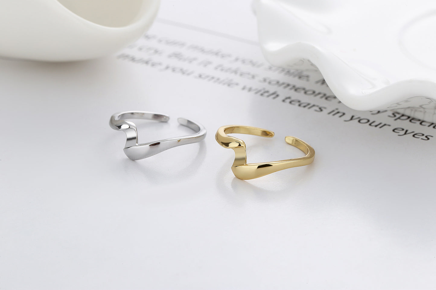 Fashion Twist Copper Plating Open Ring 2 Pieces