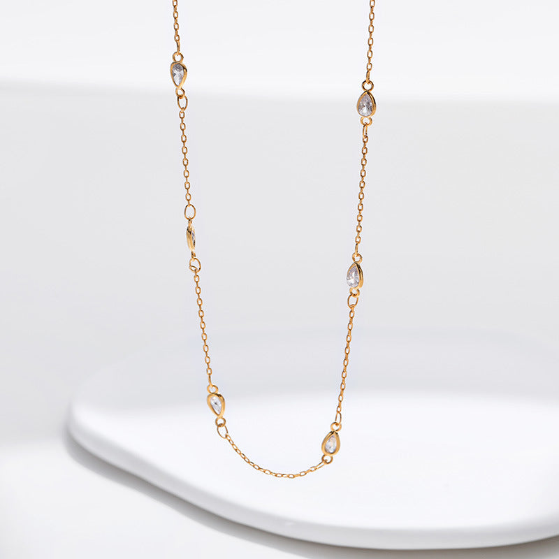 Simple Style Solid Color Copper Plating Chain Inlay Zircon Gold Plated Necklace