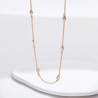 Simple Style Solid Color Copper Plating Chain Inlay Zircon Gold Plated Necklace