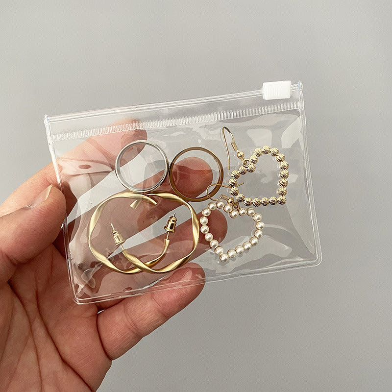 Portable Small Jewelry Earrings Bracelet Storage and Finishing Transparent Plastic PVC Ziplock Bag Jewelry INS Sealed Bag