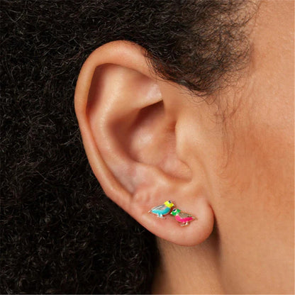 1 Pair Cute Simple Style Cartoon Plating Sterling Silver Zircon Ear Studs