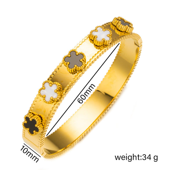 Ellipse Stainless Steel 18K Gold Plated Bangles