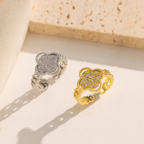 Moderate Luxury Round Geometric Titanium Steel 18K Gold Plated Rings