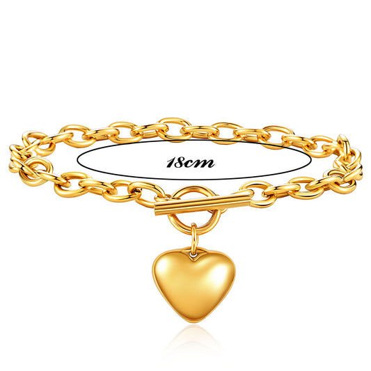 Wholesale Fashion Heart Shape Titanium Steel Plating Bracelets Necklace