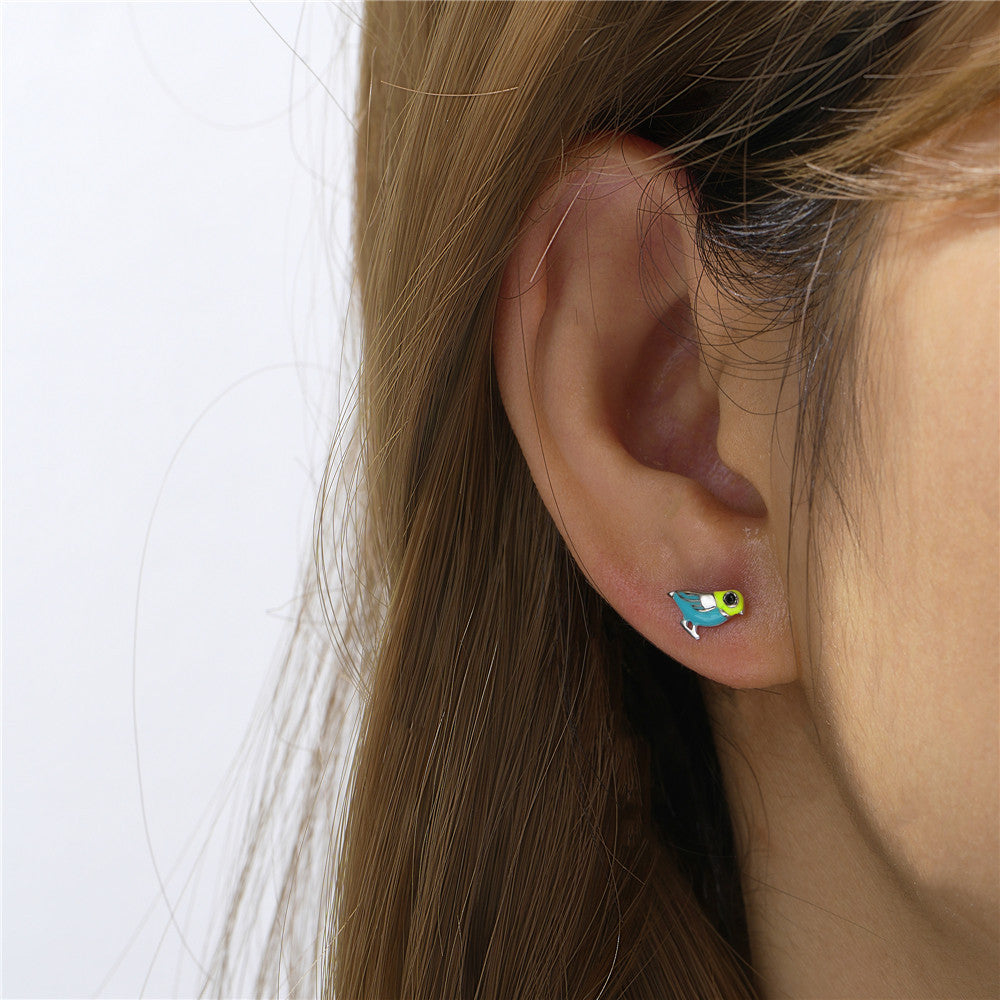 1 Pair Cute Simple Style Cartoon Plating Sterling Silver Zircon Ear Studs