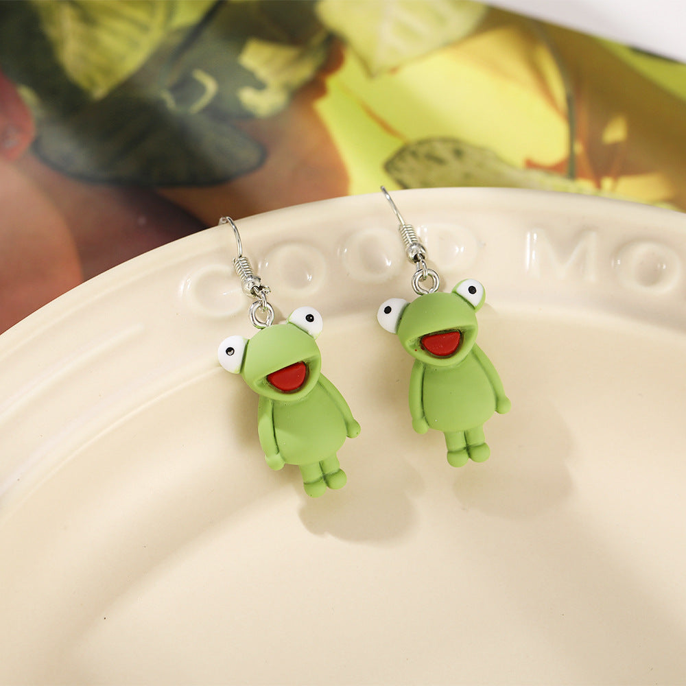 European And American Frog Earrings Creative Cute Green Frog Earrings Wholesale