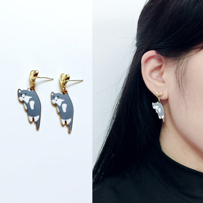 Cute Cat Alloy Enamel Women's Drop Earrings 1 Pair