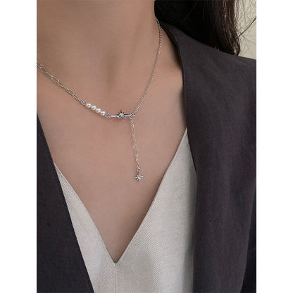 Fashion Star Alloy Patchwork Pearl Rhinestones Women's Necklace 1 Piece