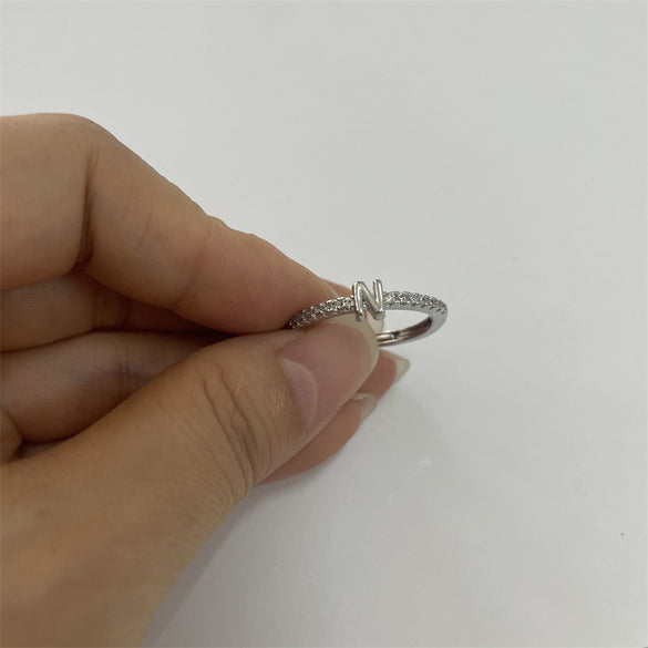 Cross-border new 26 initials micro-inlaid zircon open rings ins style personalized design English letter jewelry