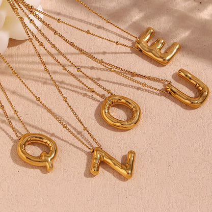 Fashion Letter Number Text Stainless Steel 18K Gold Plated Necklaces