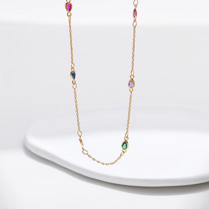 Simple Style Solid Color Copper Plating Chain Inlay Zircon Gold Plated Necklace