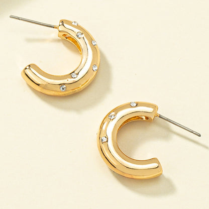 1 Pair Fashion C Shape Plating Alloy Rhinestones Earrings