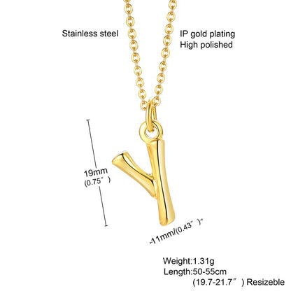 Fashion Letter Titanium Steel Polishing Plating Gold Plated Pendant Necklace