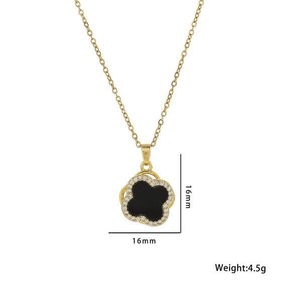 Quadrilateral Titanium Steel 18K Gold Plated Necklaces