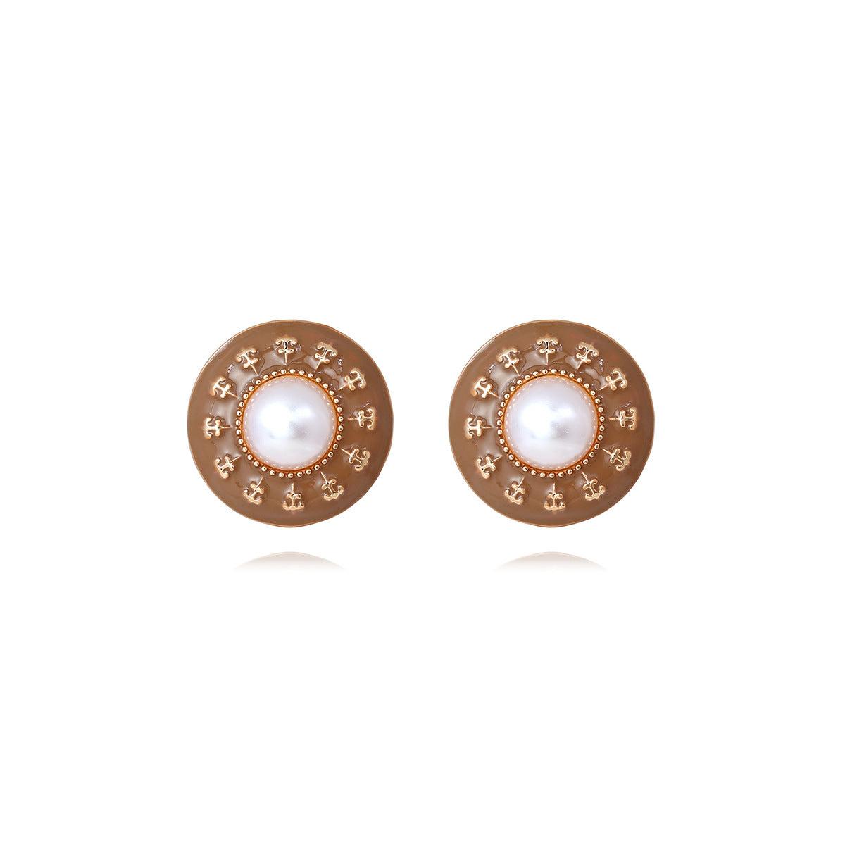 1 Pair Retro Simple Style Geometric Enamel Alloy Artificial Pearls Ear Studs