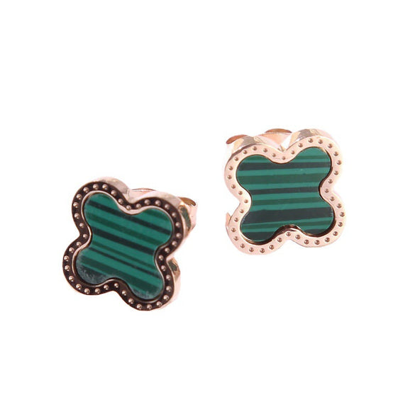 Flower Titanium Steel 18K Gold Plated Stud Earrings