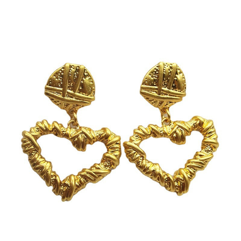 Fashion Heart Shape Copper Plating Drop Earrings 1 Pair