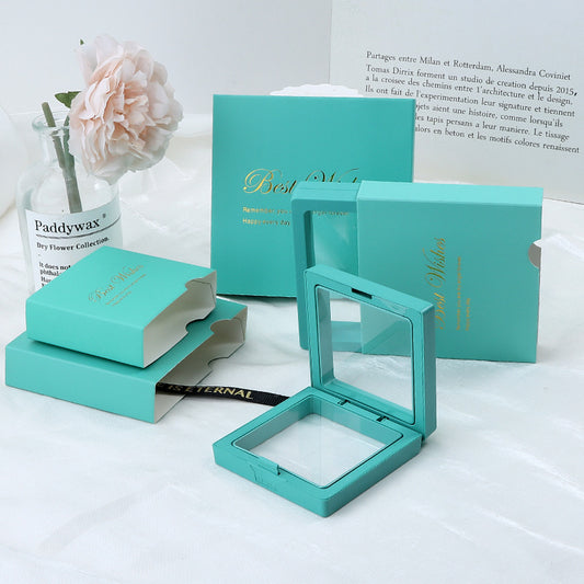 Tiffany blue Internet celebrity jewelry box PE film suspension jewelry badge commemorative coin collection storage box