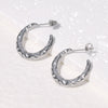 Minimalist Checkered Heart Pleated Geometric Flower Stainless Steel Electroplating Stud Earrings