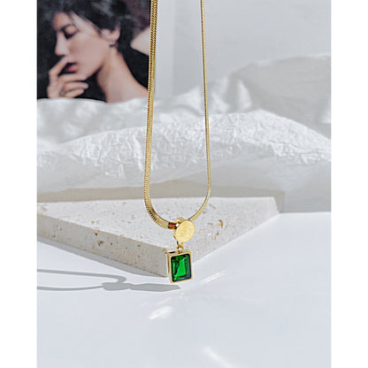 Elegant Square Stainless Steel Necklace Plating Zircon Stainless Steel Necklaces