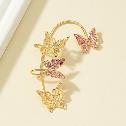 Simple Style Butterfly Alloy Plating Rhinestones Women's Ear Clips 1 Piece