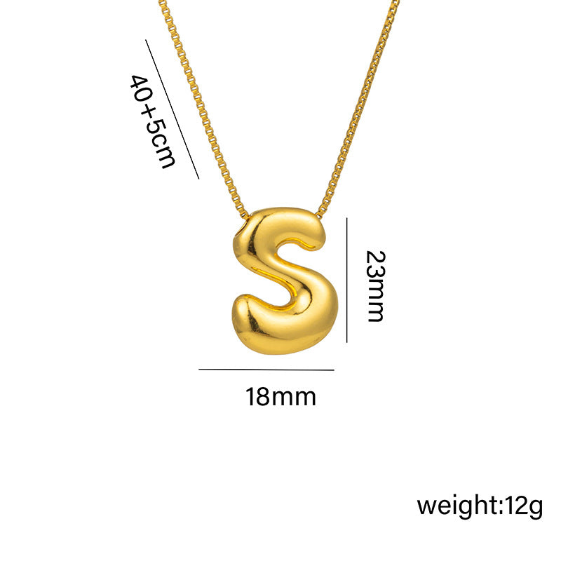 Letter Text Number Titanium Steel 18K Gold Plated Necklaces