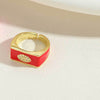 popular light luxury simple style square ring independent station new devil's eye design fashion OL ring