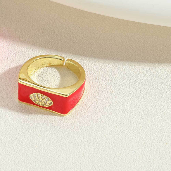 popular light luxury simple style square ring independent station new devil's eye design fashion OL ring