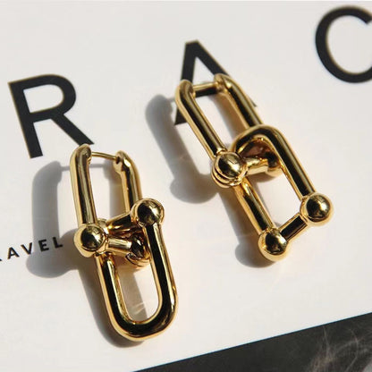 1 Pair Classic Style Geometric Plating Copper 18k Gold Plated Earrings