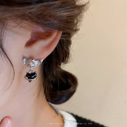 1 Pair Elegant Streetwear Heart Shape Plating Inlay Alloy Zircon Drop Earrings