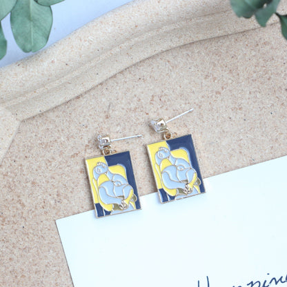 1 Pair Casual French Style Geometric Enamel Alloy Drop Earrings