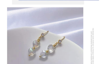 1 Pair Simple Style Geometric Freshwater Pearl Copper Inlay Zircon Drop Earrings